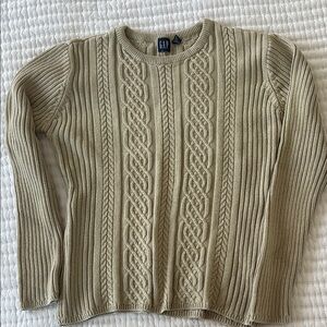 Y2K Vintage GAP Tan Cable Knit Pullover Sweater 100% cotton